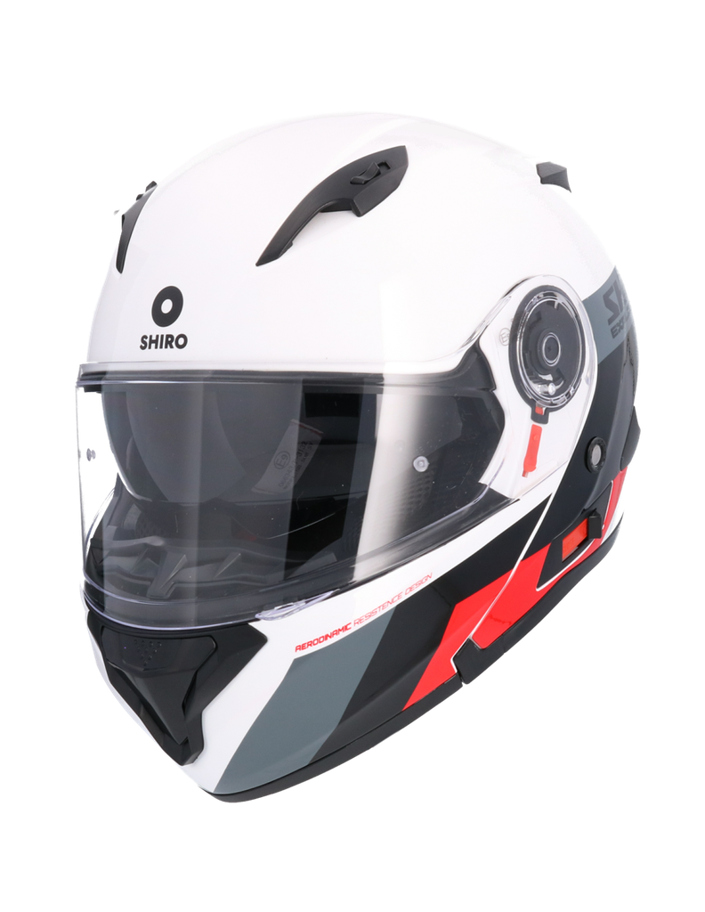 Casco Shiro Explorer Maverick blanco perla rojo