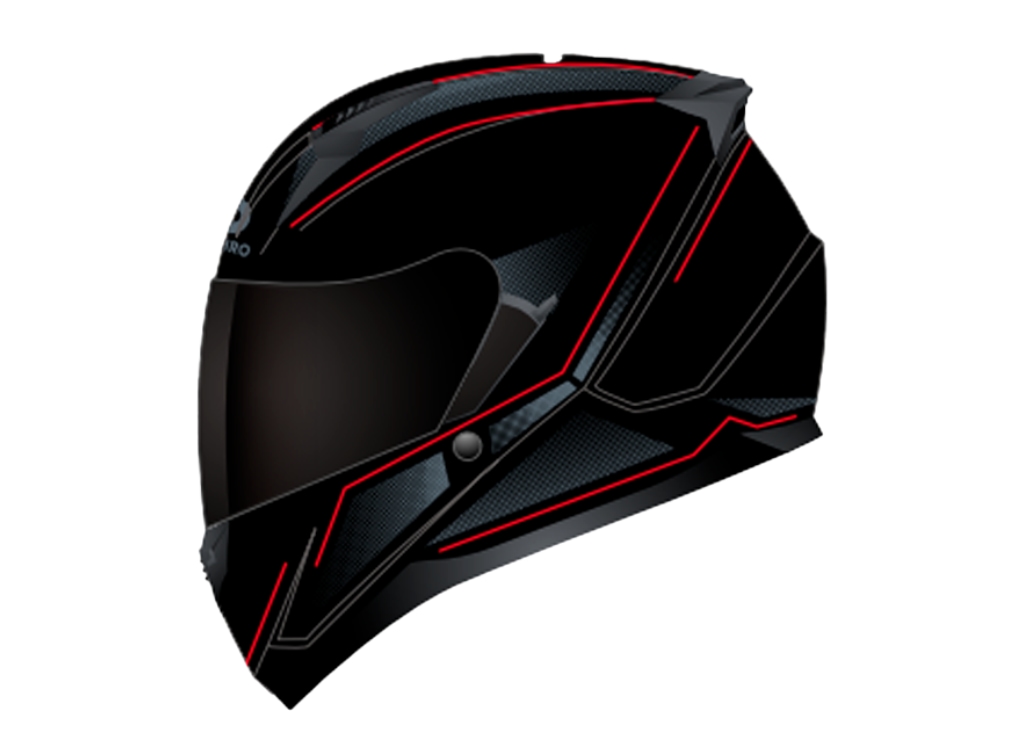 Casco Shiro Sh-867 Sv Square Negro Mate Rojo