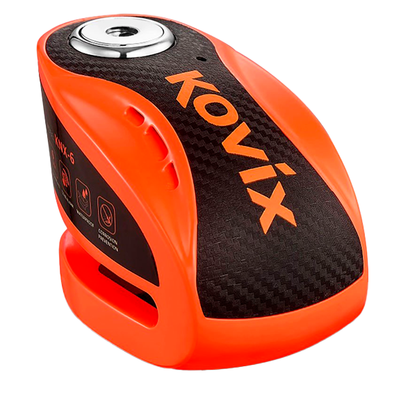 Antirrobo Disco con alarma Kovix naranja fluor 6 mm