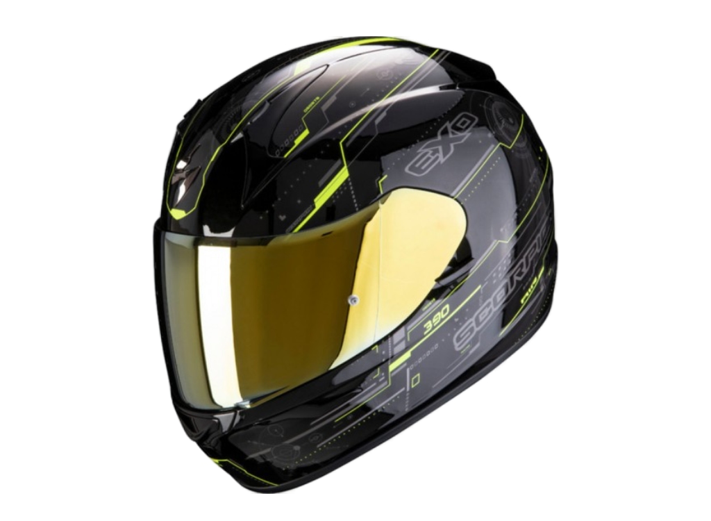 Casco Scorpion Exo 390 Beat Negro Brillo Fluor