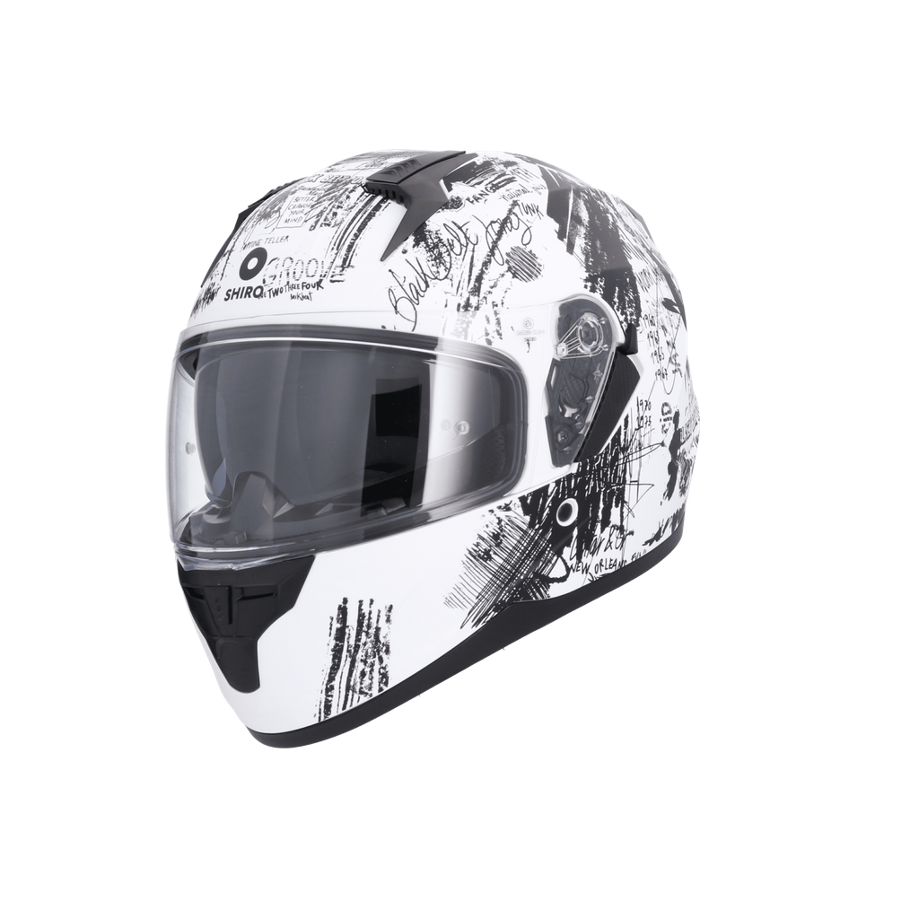 Casco Shiro Sh-667 Trueno Funky Blanco Mate