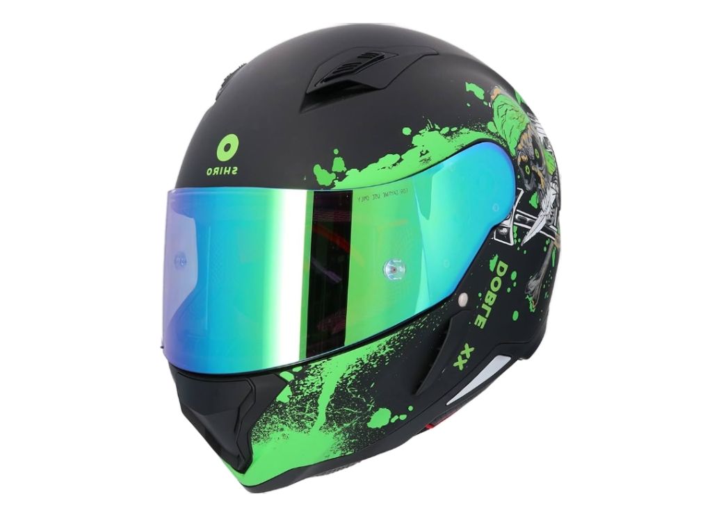 Casco Shiro Sh-890 Jack Sparrow Negro Mate Verde