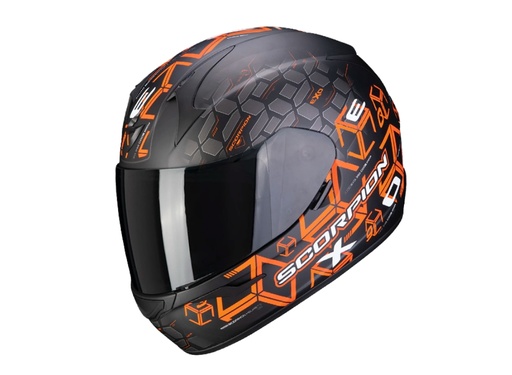 Casco Scorpion Exo-390 Cube Negro Mate Naranja