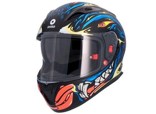 Casco Shiro Sh-605 Rapaz Negro Mate Azul