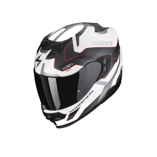 Casco Scorpion Exo 520 Evo Air Elan Blanco Mate Plata Rojo 